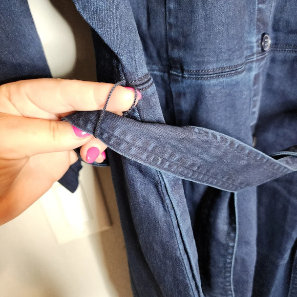 NWT Liz Claiborne Stretch Denim Button Front Belted Midi Dress Size 20W - Picture 10 of 16